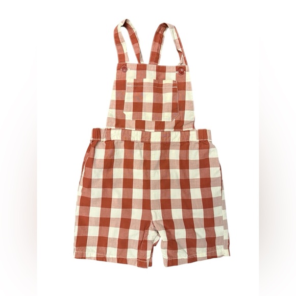 Petit Bateau Other - Petit Bateau Kids Rust and Cream Gingham Overall Shorts